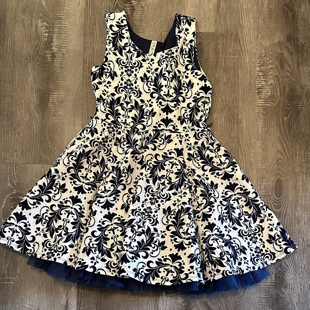 Beautees Navy and White Floral Kids Dress